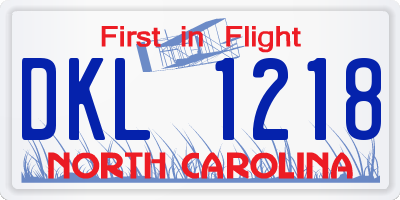 NC license plate DKL1218