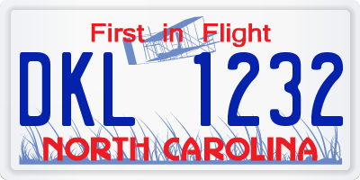 NC license plate DKL1232