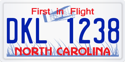 NC license plate DKL1238