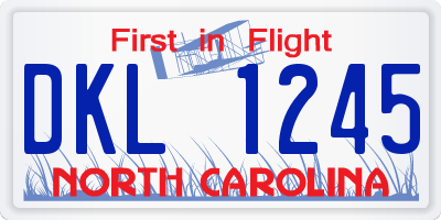 NC license plate DKL1245