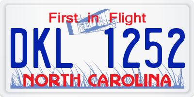 NC license plate DKL1252