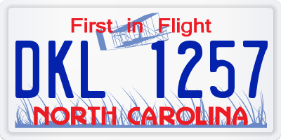 NC license plate DKL1257