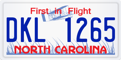 NC license plate DKL1265