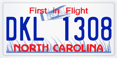 NC license plate DKL1308