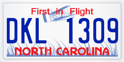NC license plate DKL1309