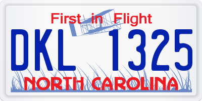NC license plate DKL1325