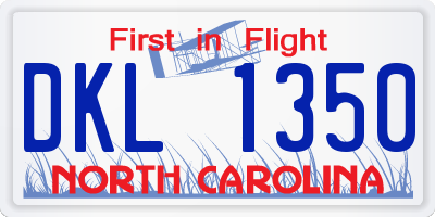 NC license plate DKL1350