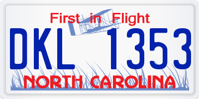 NC license plate DKL1353