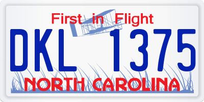 NC license plate DKL1375