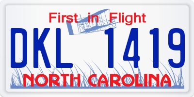 NC license plate DKL1419
