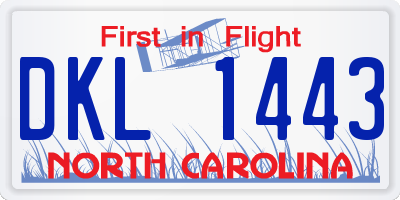 NC license plate DKL1443