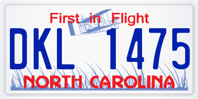 NC license plate DKL1475
