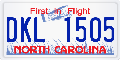 NC license plate DKL1505