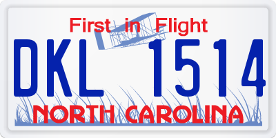 NC license plate DKL1514
