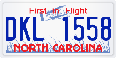 NC license plate DKL1558