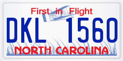 NC license plate DKL1560