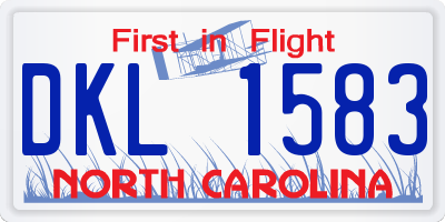 NC license plate DKL1583