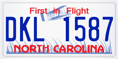 NC license plate DKL1587