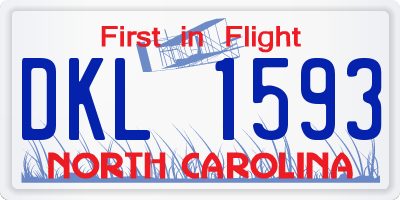 NC license plate DKL1593