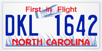 NC license plate DKL1642