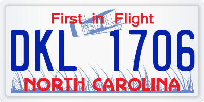 NC license plate DKL1706
