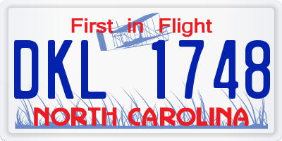 NC license plate DKL1748