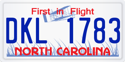 NC license plate DKL1783