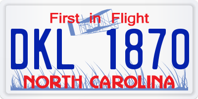 NC license plate DKL1870