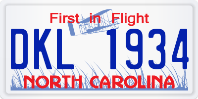 NC license plate DKL1934