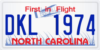 NC license plate DKL1974