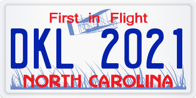 NC license plate DKL2021