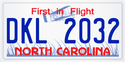 NC license plate DKL2032