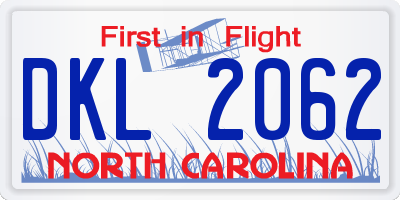NC license plate DKL2062