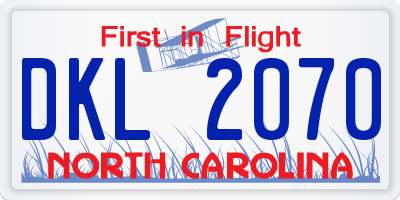 NC license plate DKL2070