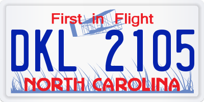 NC license plate DKL2105
