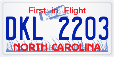 NC license plate DKL2203