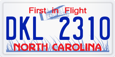 NC license plate DKL2310