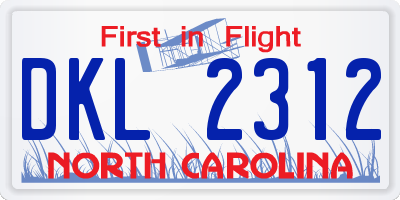 NC license plate DKL2312