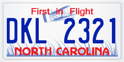 NC license plate DKL2321