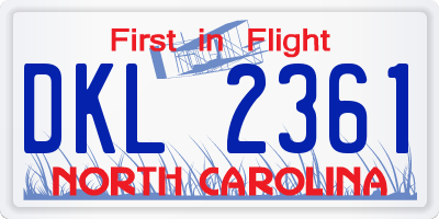 NC license plate DKL2361