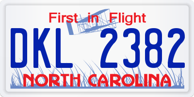 NC license plate DKL2382