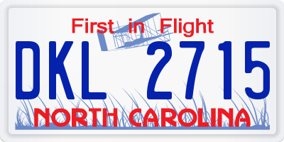 NC license plate DKL2715