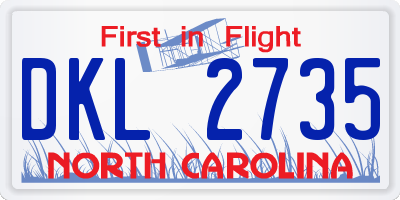 NC license plate DKL2735