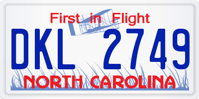 NC license plate DKL2749