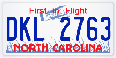 NC license plate DKL2763