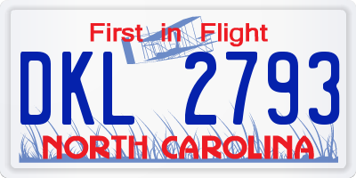 NC license plate DKL2793