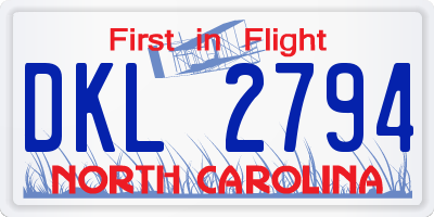 NC license plate DKL2794