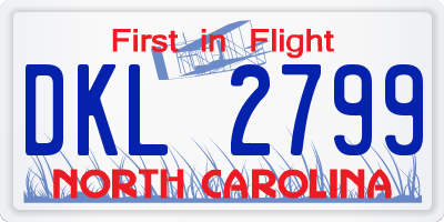 NC license plate DKL2799