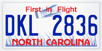 NC license plate DKL2836