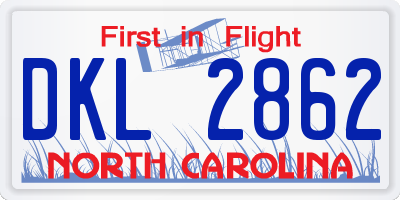 NC license plate DKL2862